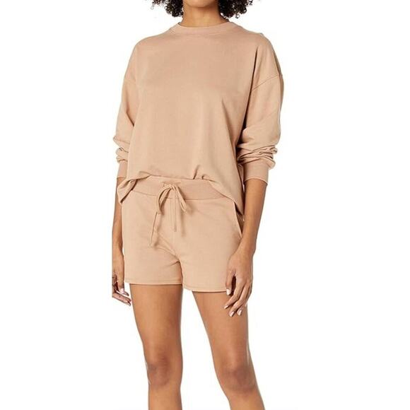 The Drop Jackets & Blazers - The Drop Women's Round Neck Long Sleeves Pullover Sweatshirt Cream Neutral Sz S